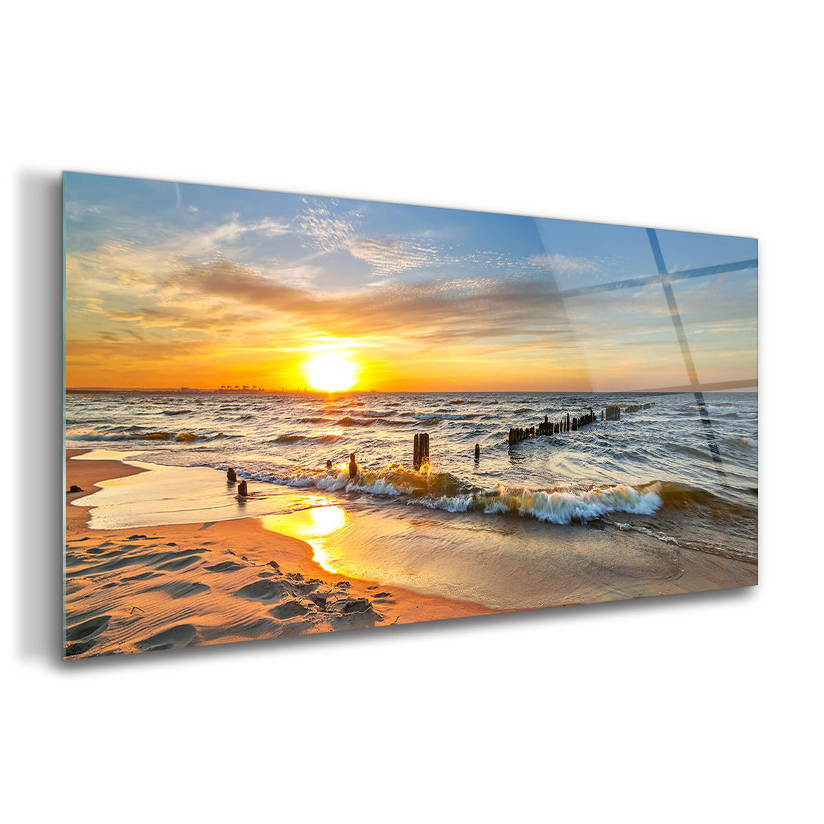 GLASBILD 120x60 cm Strand - Beige, Glas (120/60cm) - TULUP