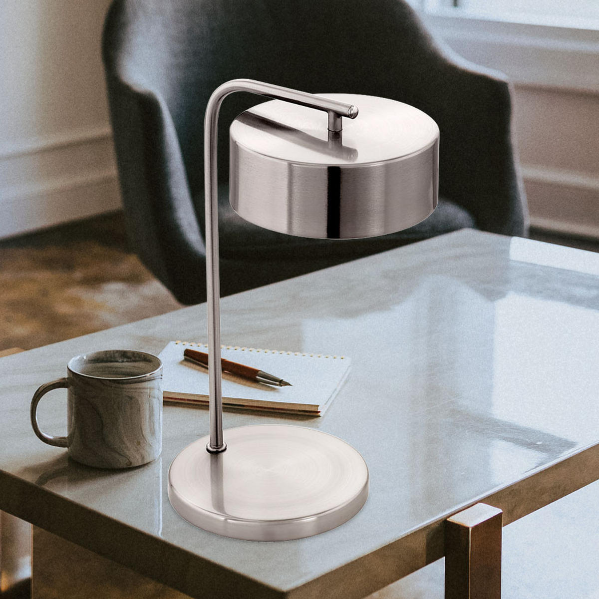 LED TISCHLEUCHTE Estosa Metall Silber - Silberfarben, Metall (20.5/20.5/31.5cm)