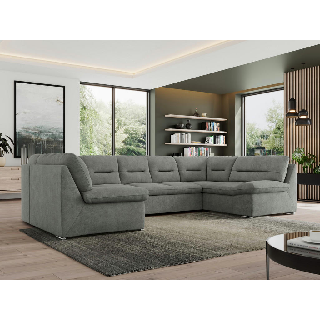 Thumbnail - MKS Wohnlandschaft, Grau, Textil, 6-Sitzer, U-Form, 340x93x206 cm, Wohnzimmer, Sofas & Couches, Wohnlandschaften, Wohnla...