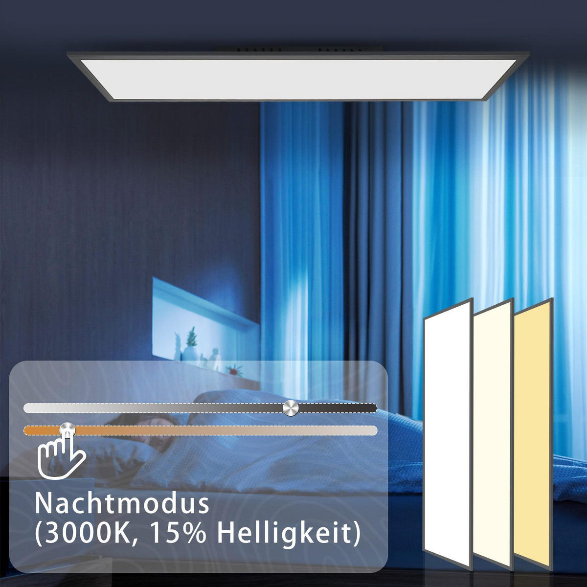 LED-DECKENLEUCHTE Landshut 120/30/4.5 cm - Schwarz, Metall (120/30/4.5cm) - Nettlife
