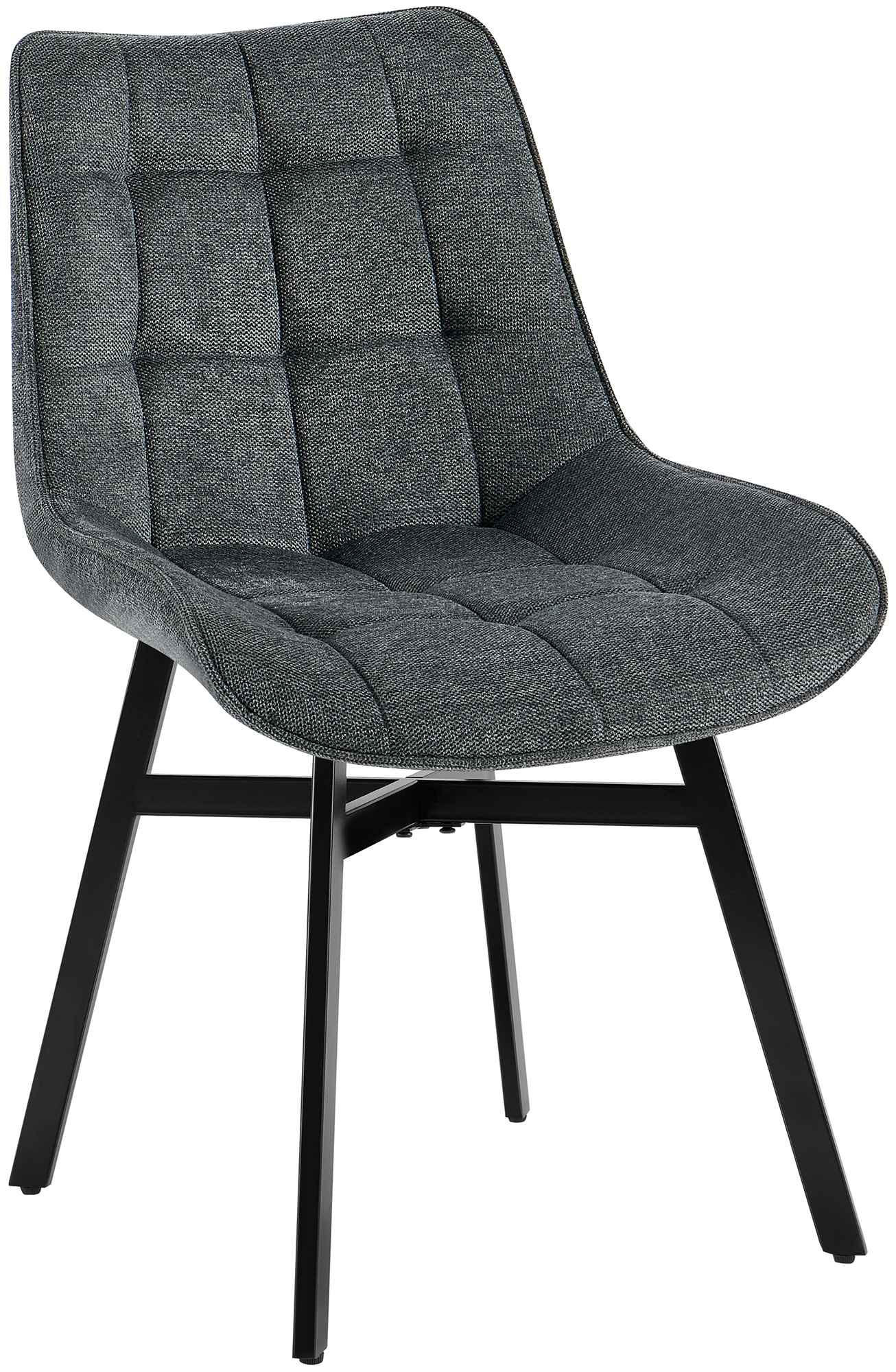 ESSZIMMERSTUHL Stoff Dunkelgrau - Dunkelgrau/Schwarz, Textil/Metall (54/83/61cm) - CLP