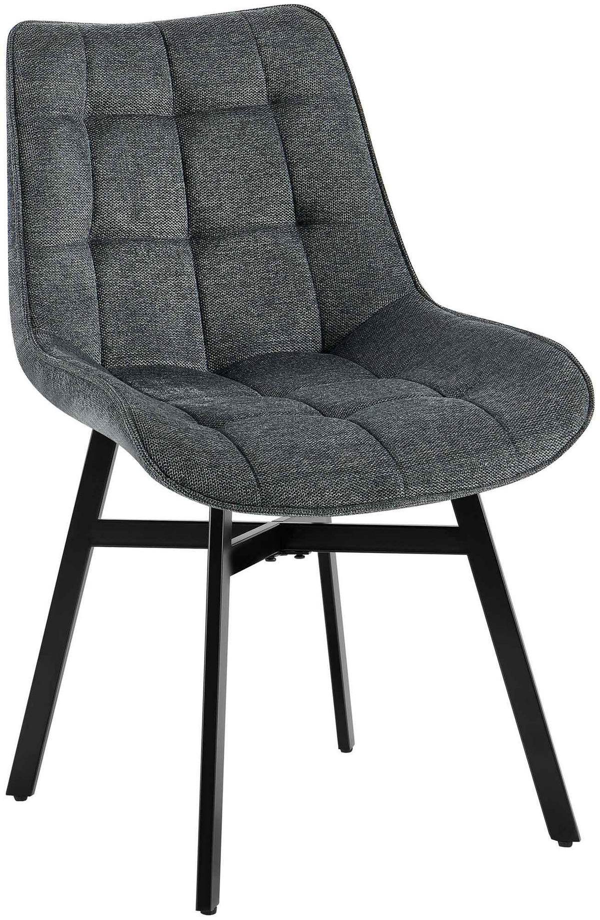 ESSZIMMERSTUHL Stoff Dunkelgrau - Dunkelgrau/Schwarz, Textil/Metall (54/83/61cm) - CLP