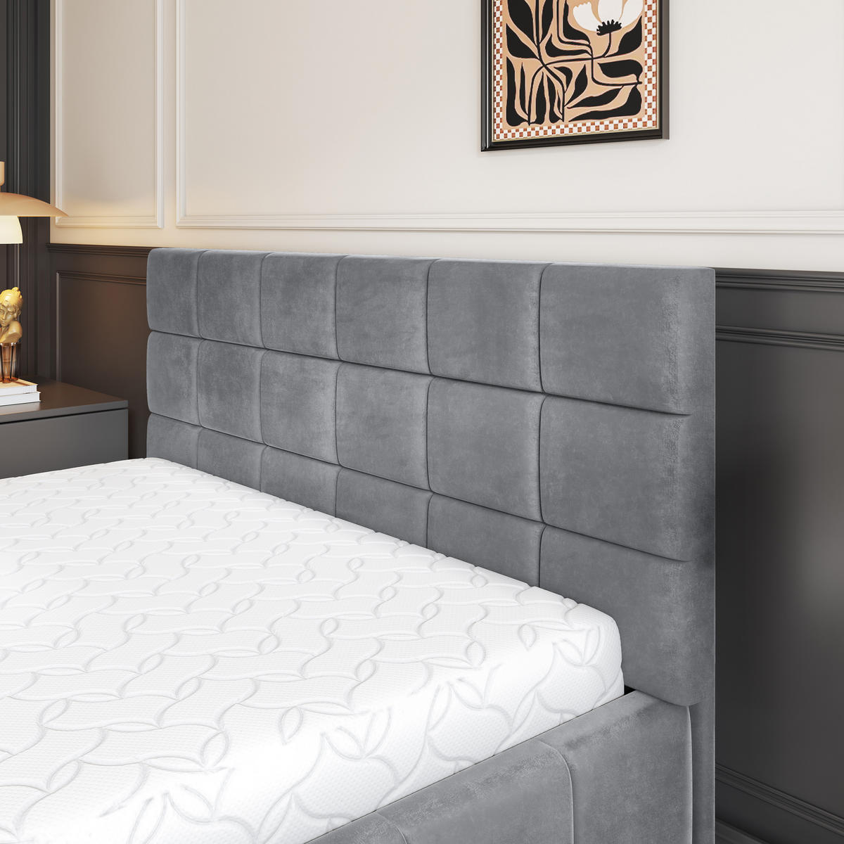 POLSTERBETT VERTO 160x200 cm mit Bettkästen - Grau - Grau, Holz (160/200cm) - MASSENO