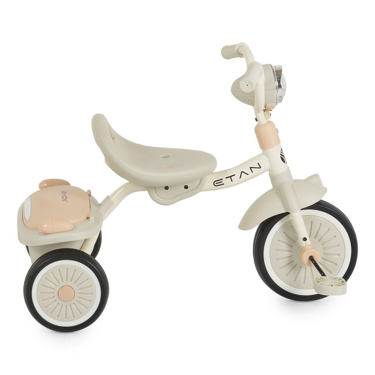 DREIRAD Etan beige EVA-Reifen, Musik, Lichteffekte, Korb, verstellbarer Sitz, faltbar - Beige, Metall (41/38/51cm)