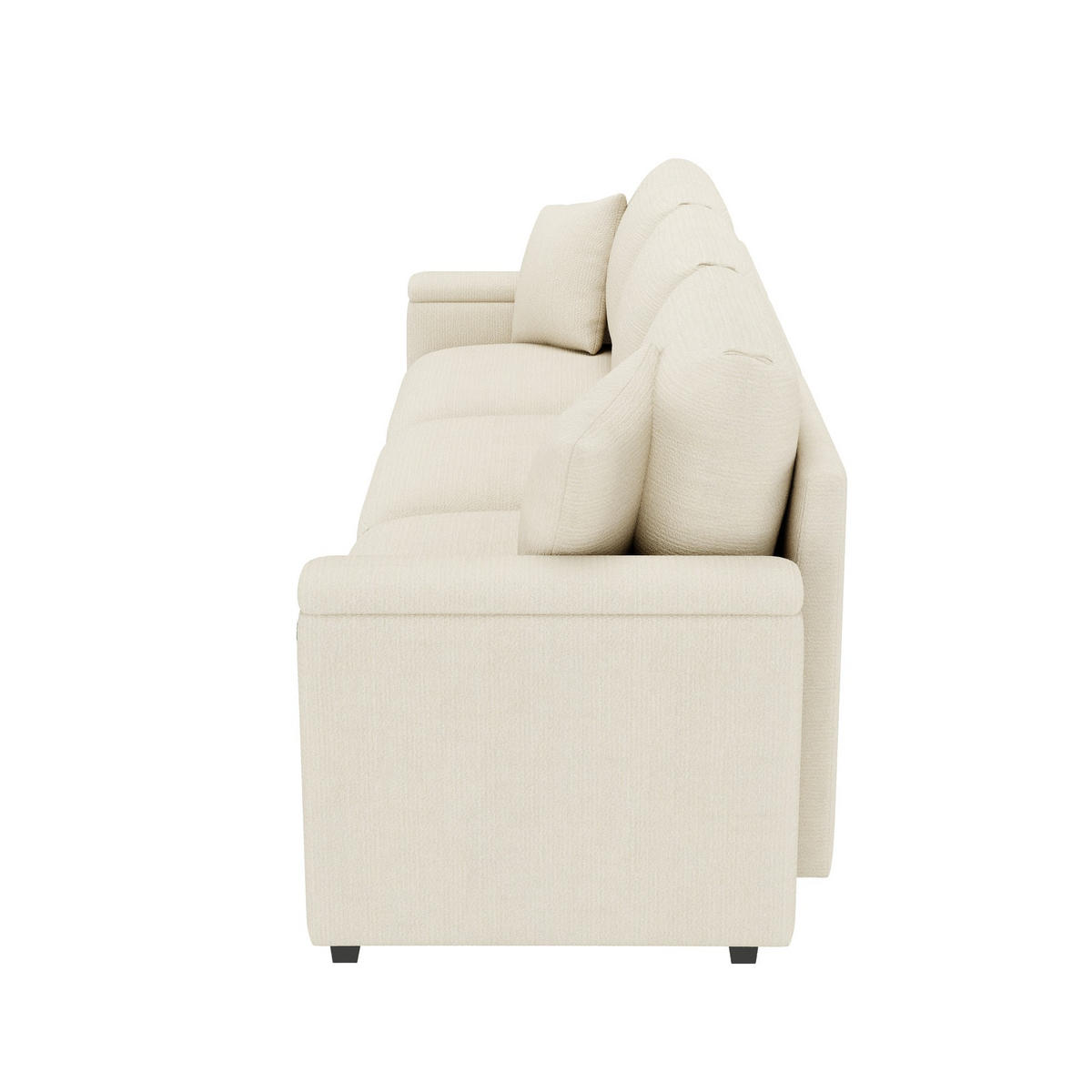 3-SITZER Sofa Chenille mit Klapptisch USB-Anschluss und Stauraum 242/80/88 cm Beige - Beige, Kunststoff/Textil (80/88/242cm) - Redom