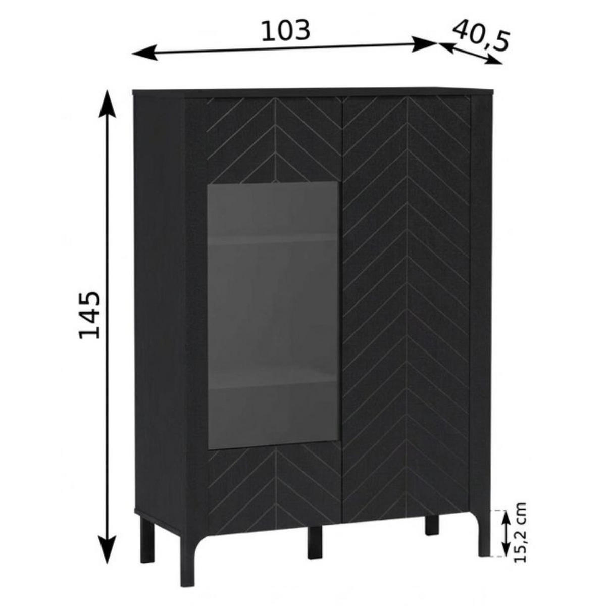 VITRINE Malumi MM-3 103 x 145 x 40,5 cm Schwarz Paintflow - Schwarz, Holzwerkstoff (103/145/40.5cm) - Koseto