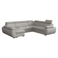 WOHNLANDSCHAFT Boston U, Seite: Links - LC+2P+R+2R - Chromfarben/Greige, Holz/Textil (325/98/260cm) - MIRJAN24