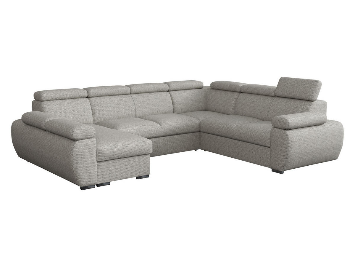 WOHNLANDSCHAFT Boston U, Seite: Links - LC+2P+R+2R - Chromfarben/Greige, Holz/Textil (325/98/260cm) - MIRJAN24