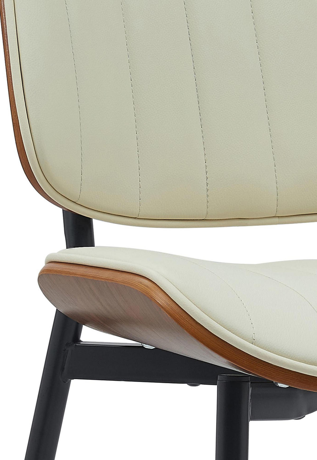 STUHL Lederlook walnuss/creme - Walnussfarben/Creme, Textil/Metall (49/83/57cm) - CLP