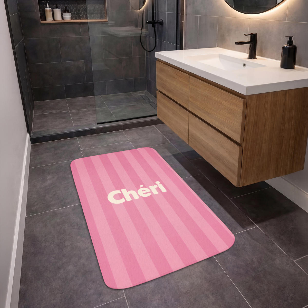 KOUPELNOVÁ PŘEDLOŽKA Pruhované - růžové - Chéri 60x90 cm - růžová, textil/plast (60/90cm) - OnlyWow