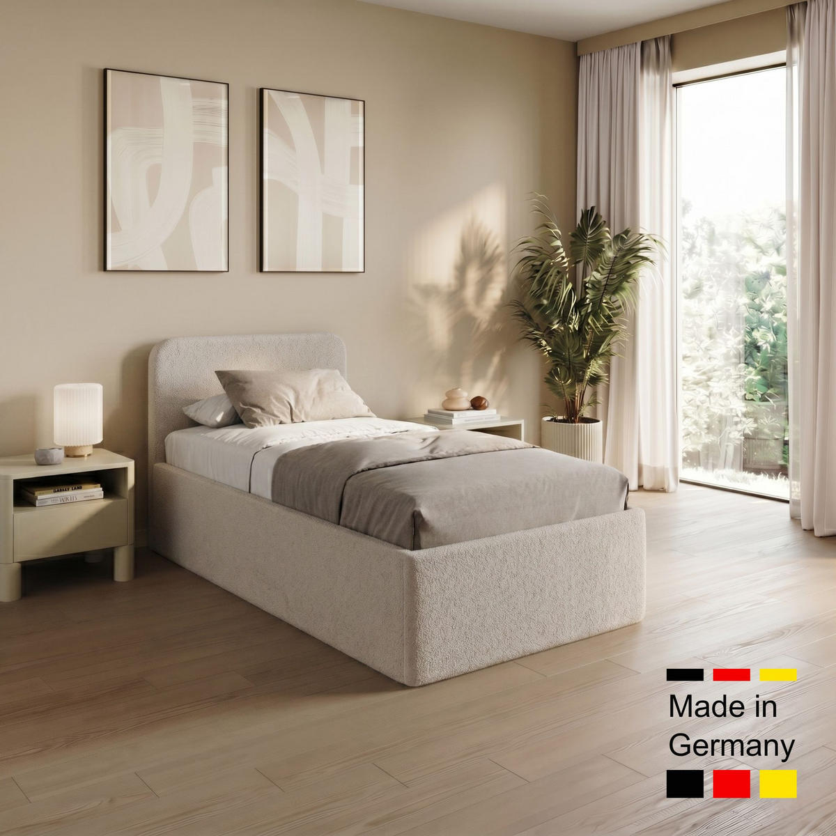 POLSTERBETT 100x200 cm Bouclé Creme - Creme, Textil (100/200cm) - Home Collective