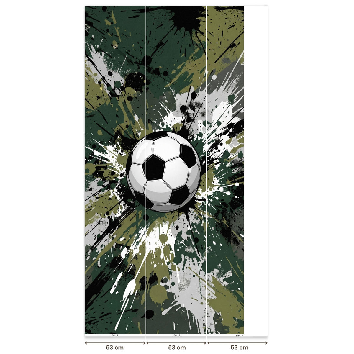 KINDERTAPETE - Fußball - Farbe - Spritzer - Grün - 140x260 cm - Dunkelgrün, Papier (140/260cm) - OnlyWow