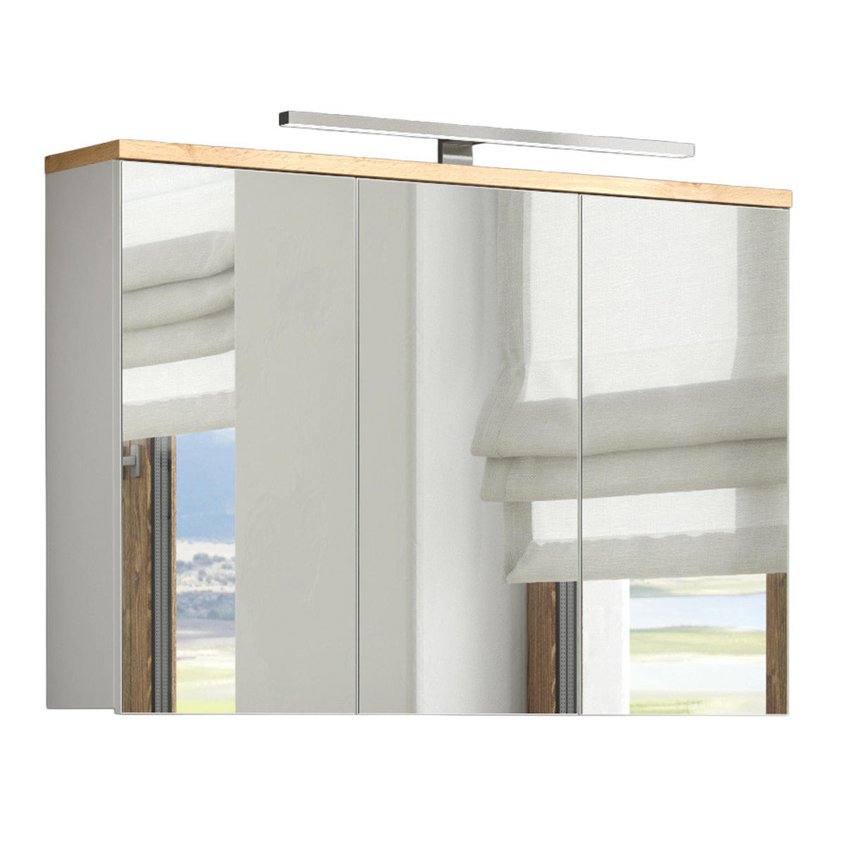 SPIEGELSCHRANK Solna-56 - Weiß, Holzwerkstoff (100/74/20cm) - Lomado