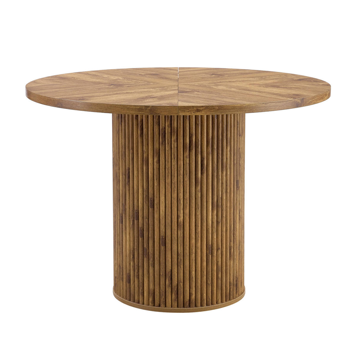 ESSTISCH aus MDF und Metall 100x100x76 cm Holzfarben mit Stauraum und runder 4-Segment-Tischplatte - Naturfarben, Holzwerkstoff (100/100/76cm) - Modfu