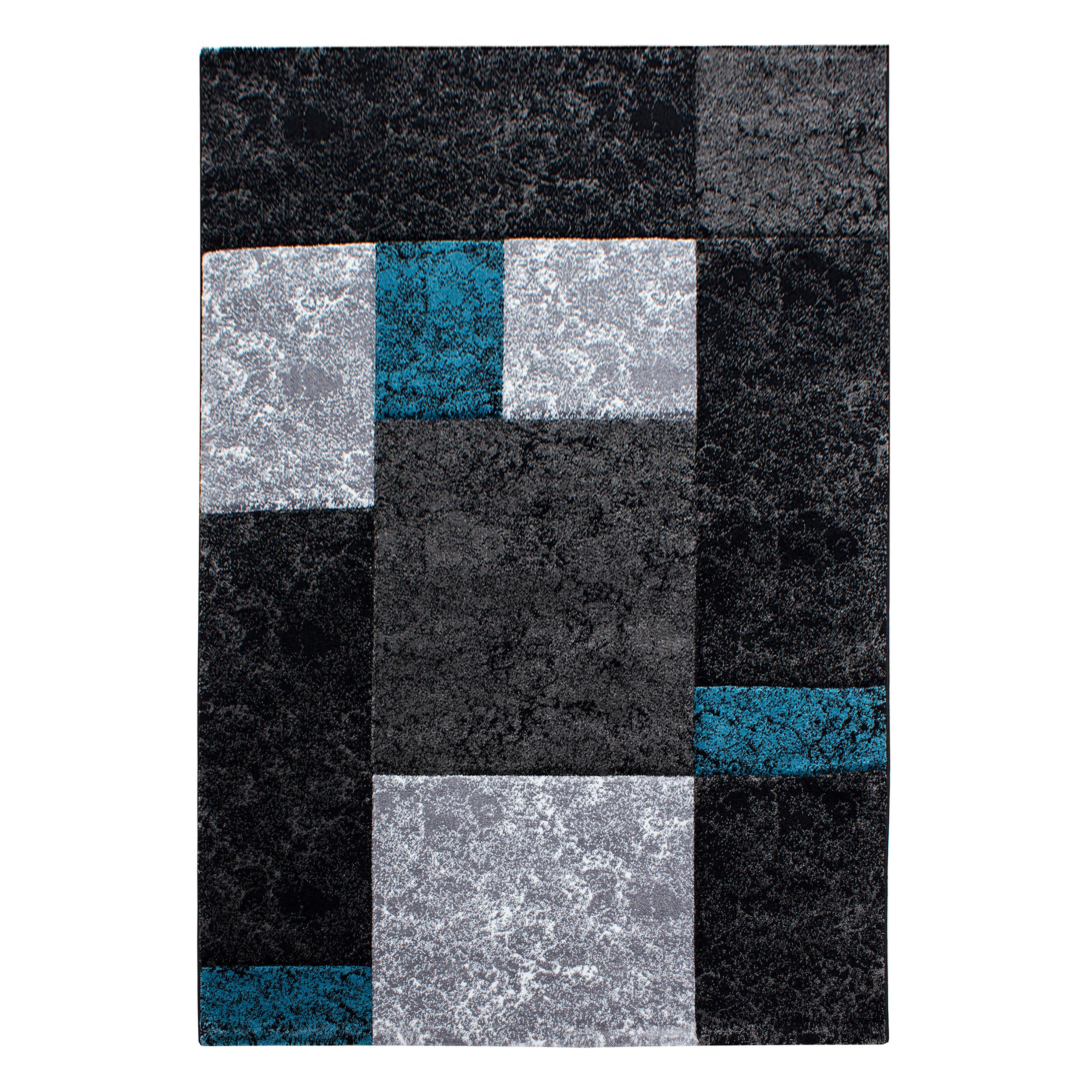 TEPPICH Kurzflor Karo Design Polypropylen Wohnzimmer Türkis Rechteckig 160x230 - Türkis, Textil (160/230cm) - KADIMA DESIGN