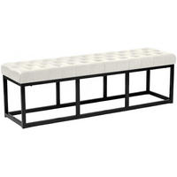 SITZBANK 150/37 cm Samt Creme - Creme/Schwarz, Textil/Metall (150/42/37cm) - CLP