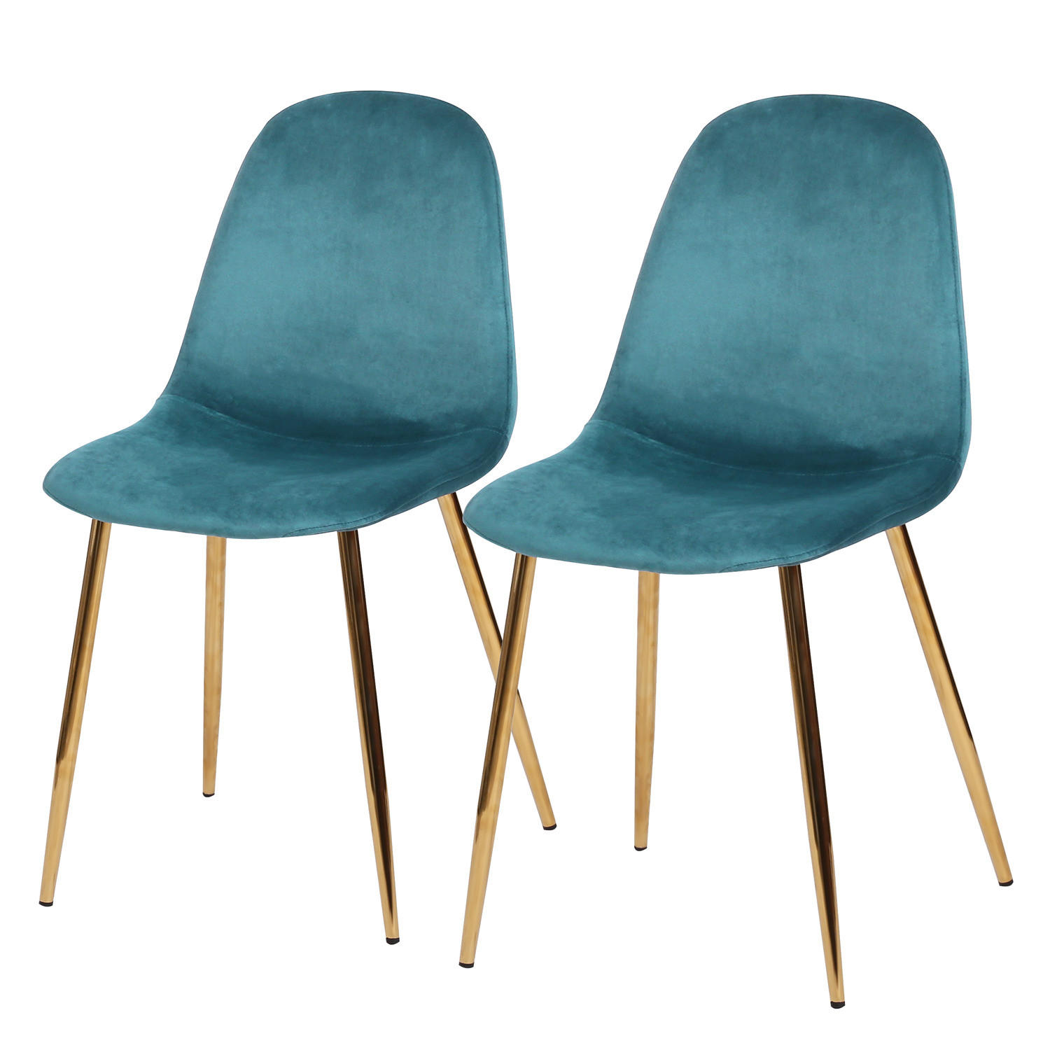 ESSZIMMERSTUHL-SET - Samt - Petrol, Textil/Metall (45/86/54cm) - home24