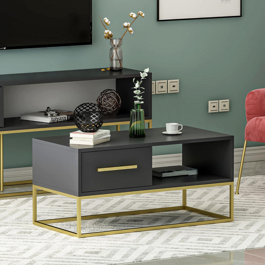 Thumbnail - moebel17 Couchtisch, Anthrazit, Metall, Rechteckig, 90x43.2x45 cm, Wohnzimmer, Wohnzimmertische, Couchtische