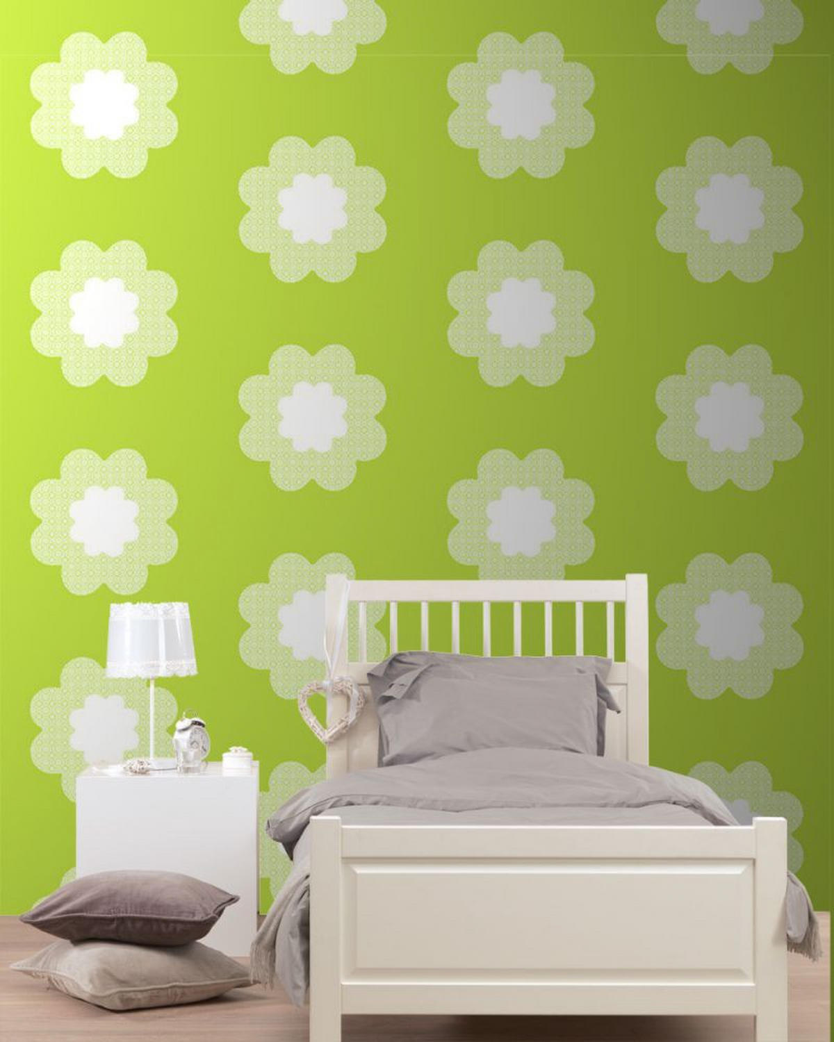 TAPETE Spitzen Blumen 53 cm x 10.05 m - Grün, Papier (53/0.1cm) - ESTAhome