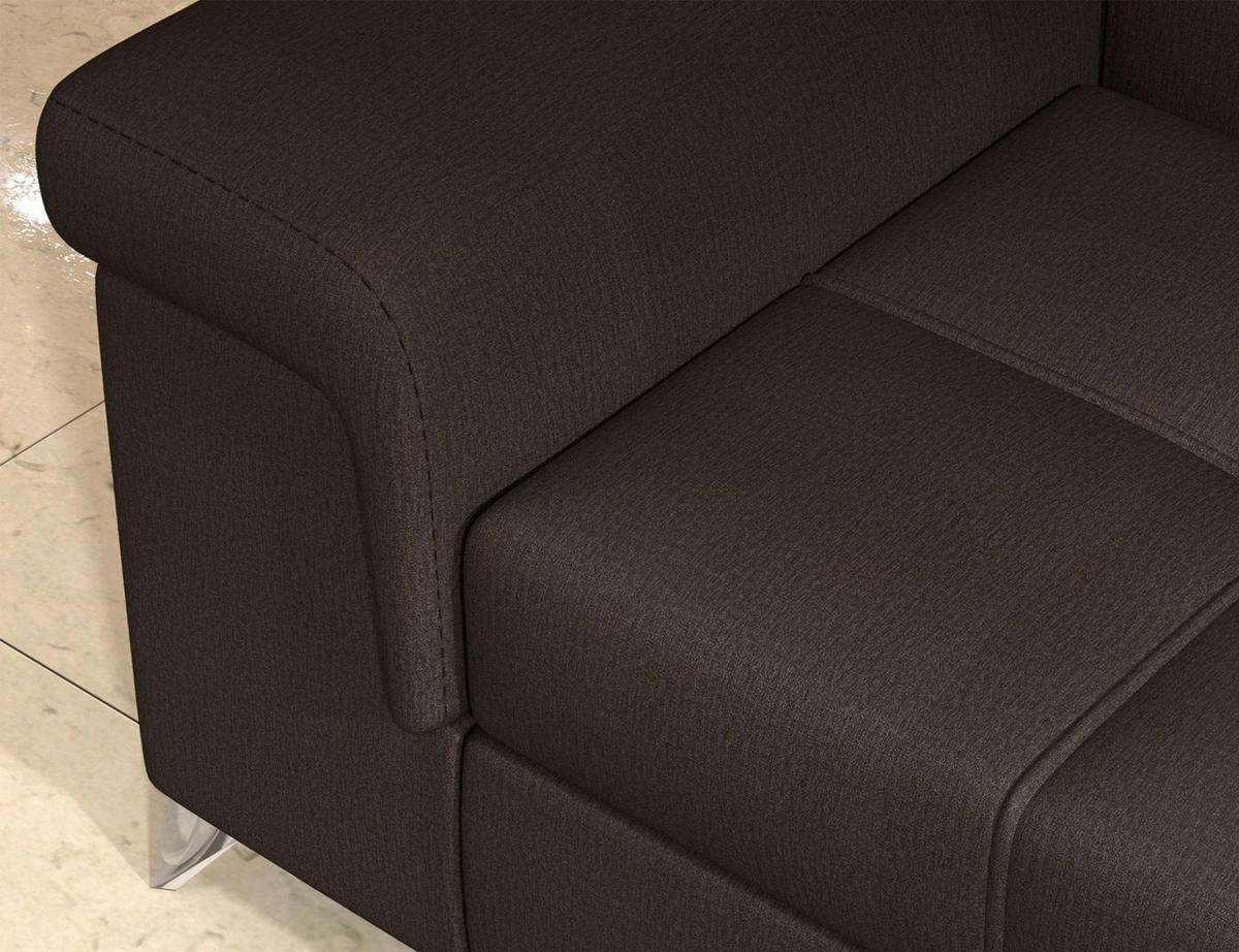 ECKSOFA mit Schlaffunktion und Bettkasten, pflegeleichter Monolith-Stoff - Chromfarben/Dunkelbraun, Textil/Metall (202/275cm) - Eltap