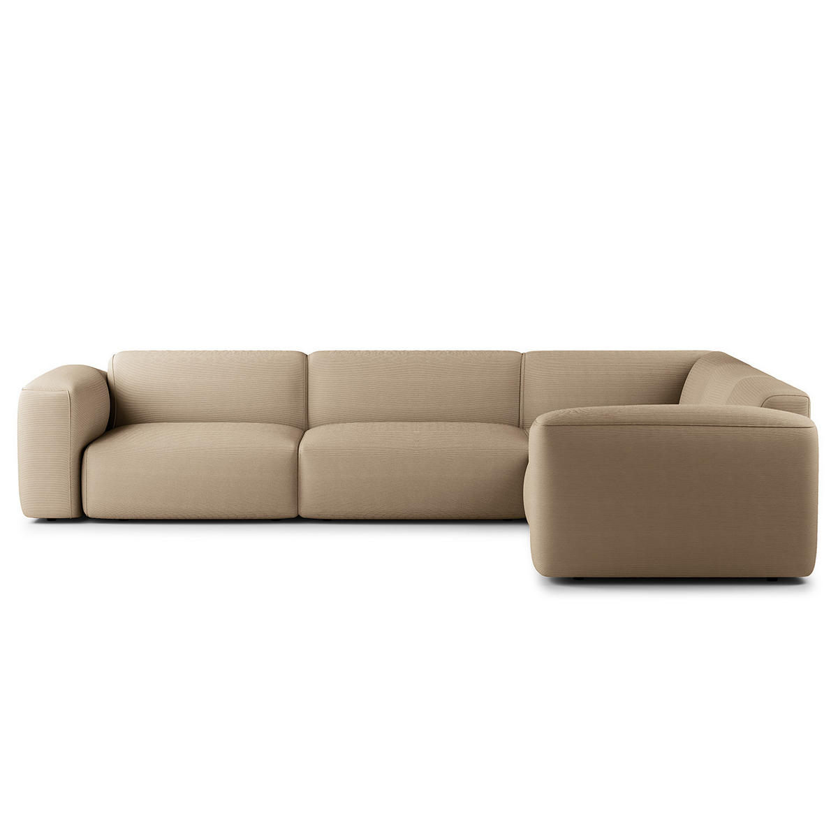 ECKSOFA mit Rundecke - Taupe/Schwarz, Kunststoff/Textil (325/260cm) - home24