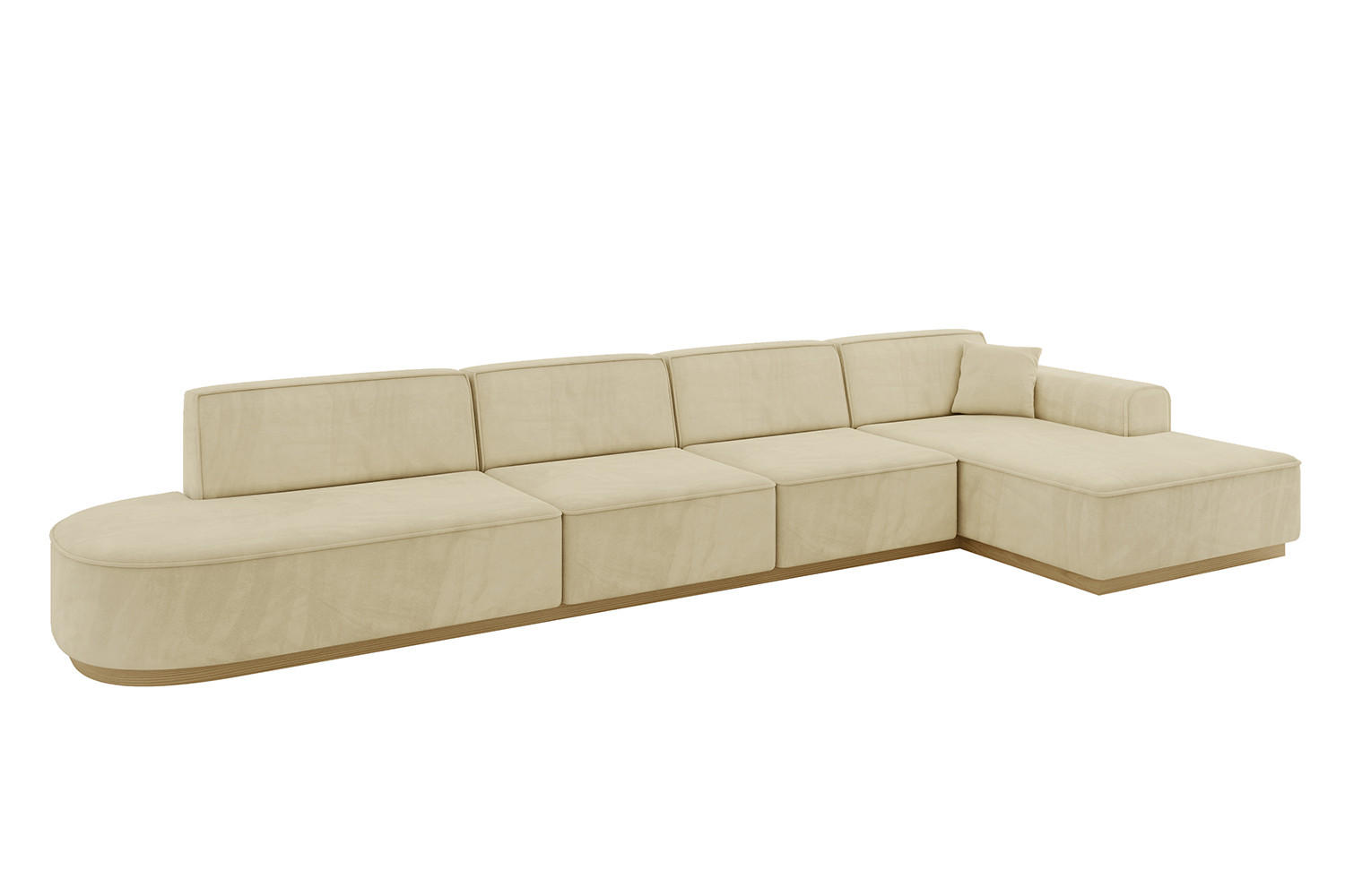 ECKSOFA Ottomane Rechts IREA-L3-v2 - 403x165x81 cm Beige - Beige, Holzwerkstoff/Textil (403/165cm) - ALTDECOR