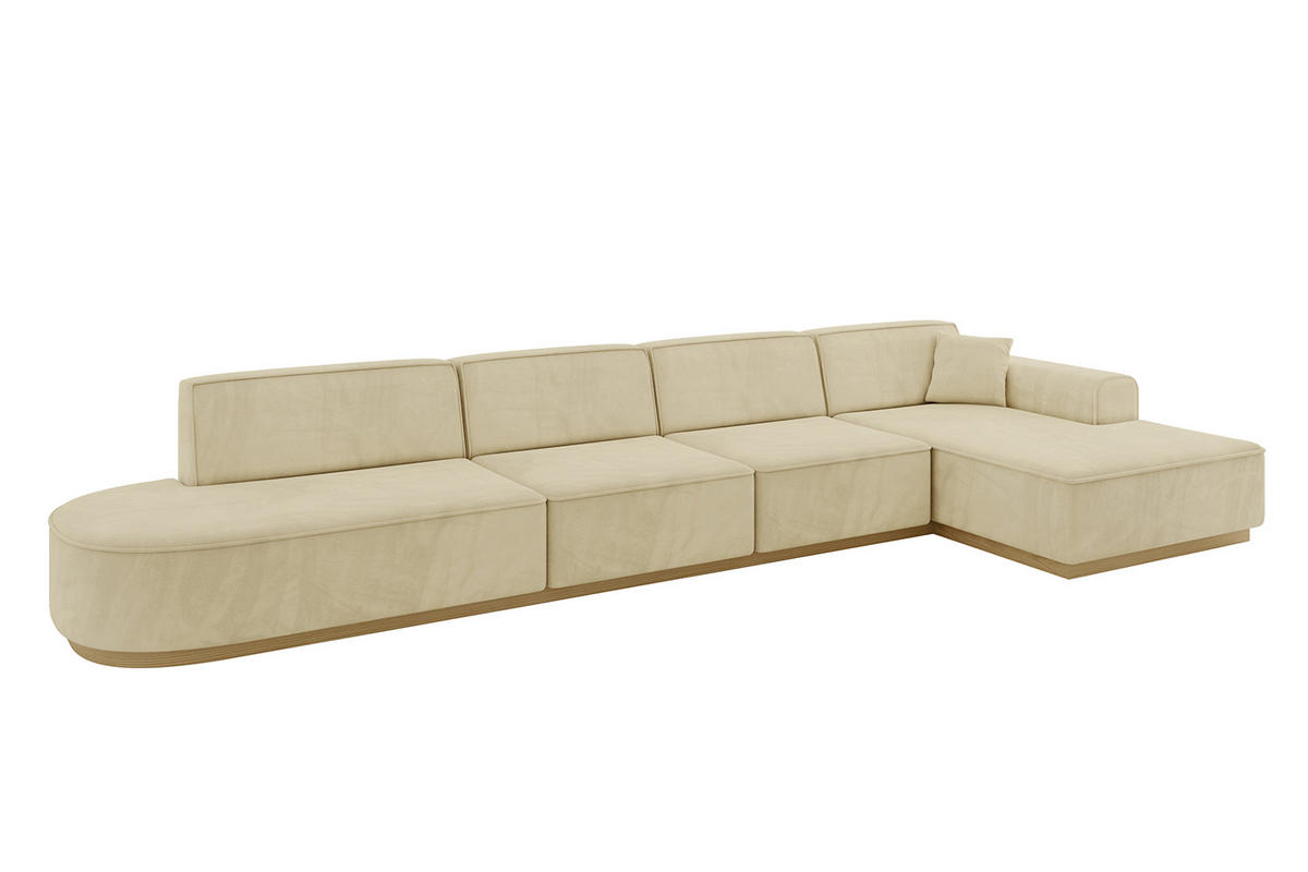ECKSOFA Ottomane Rechts IREA-L3-v2 - 403x165x81 cm Beige - Beige, Holzwerkstoff/Textil (403/165cm) - ALTDECOR