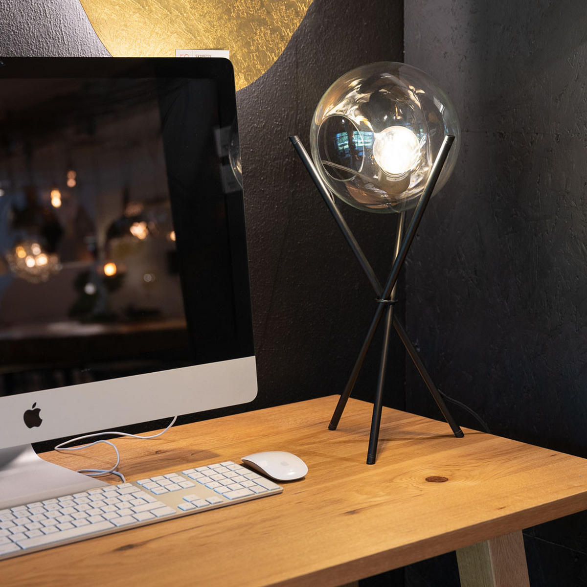 TISCHLAMPE Orb Dreibein Rauch Gold/Verlauf - Anthrazit, Glas (20/20/55cm) - s.luce