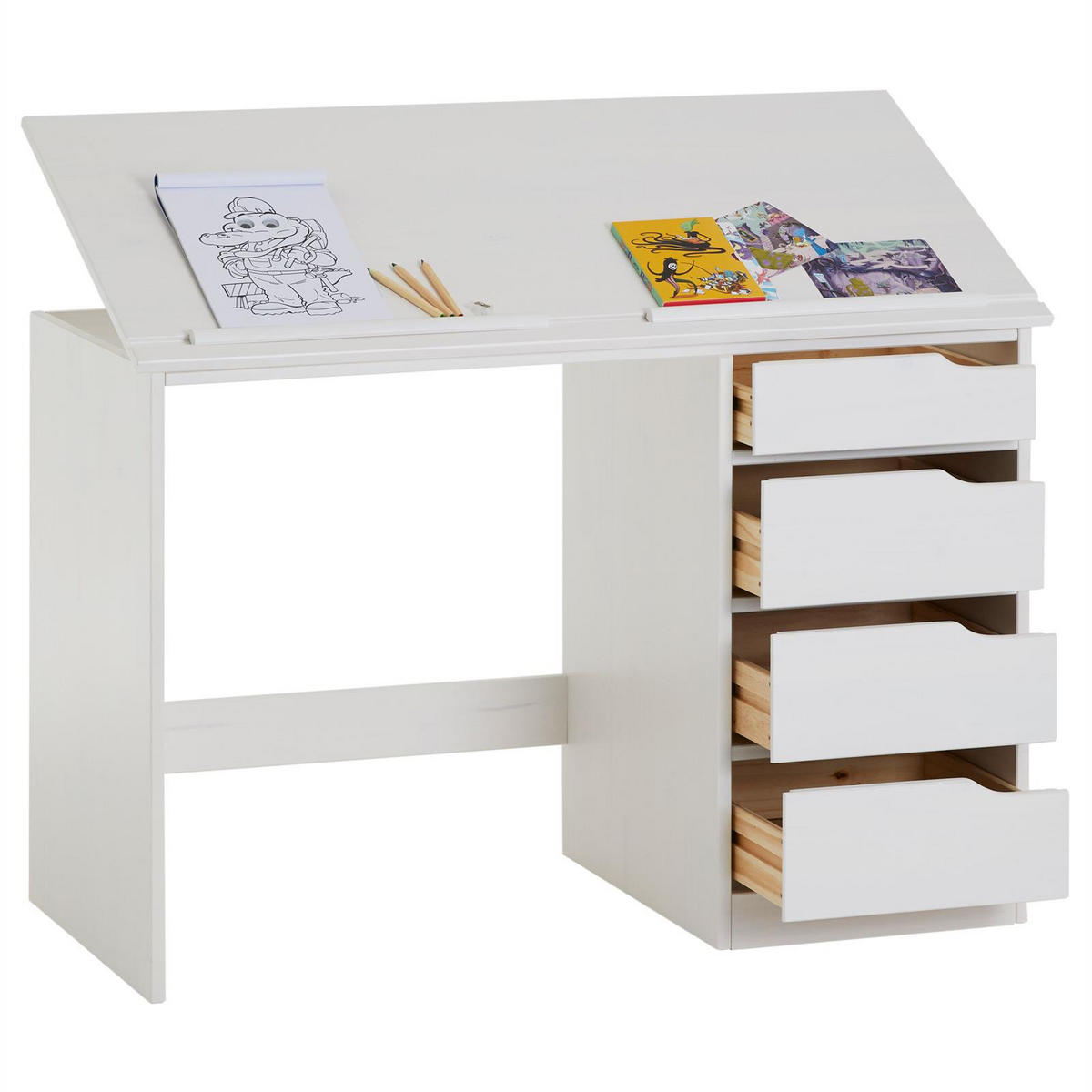 KINDERSCHREIBTISCH EMMA - Weiß, Holz (114/76/55cm) - IDIMEX