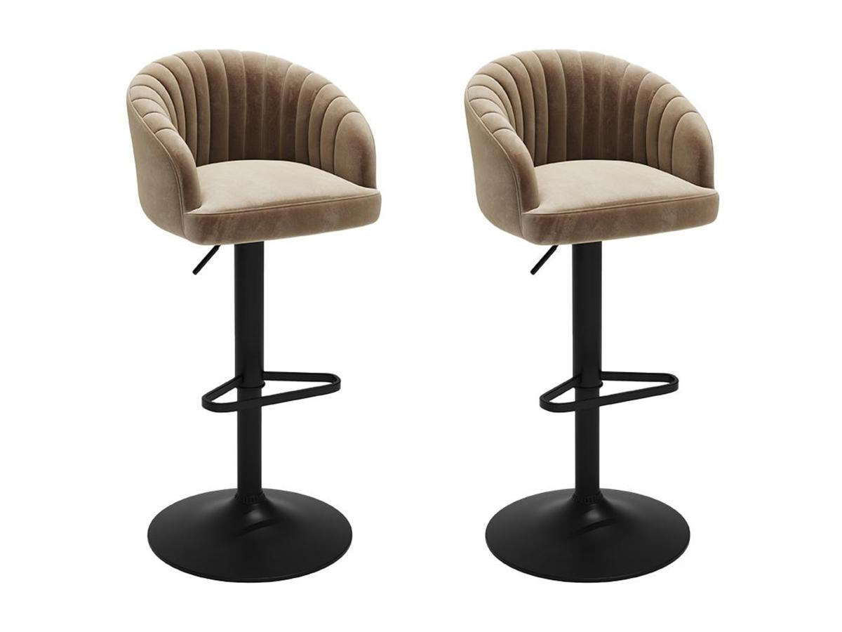 BARHOCKER 2er-Set - Samt & Metall - Beige - DORALIZ - Beige, Textil (52/105/54cm) - Vente-Unique