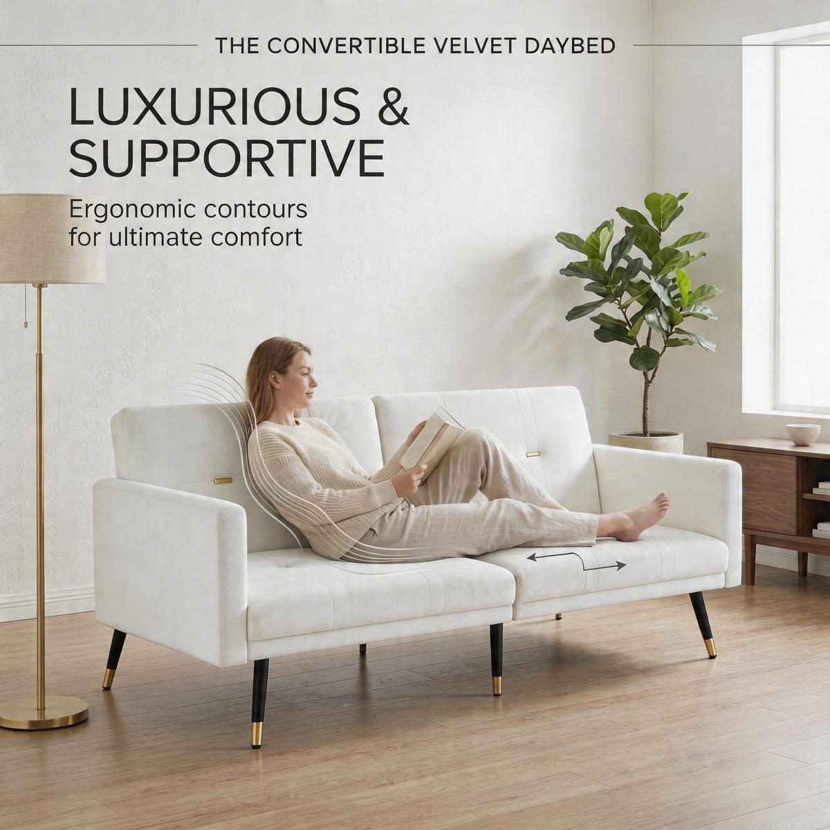 SCHLAFSOFA klappbar mit Samtbezug Beige 89x164x70 cm Textil - Beige, Textil (89/70/164cm) - SONNENH