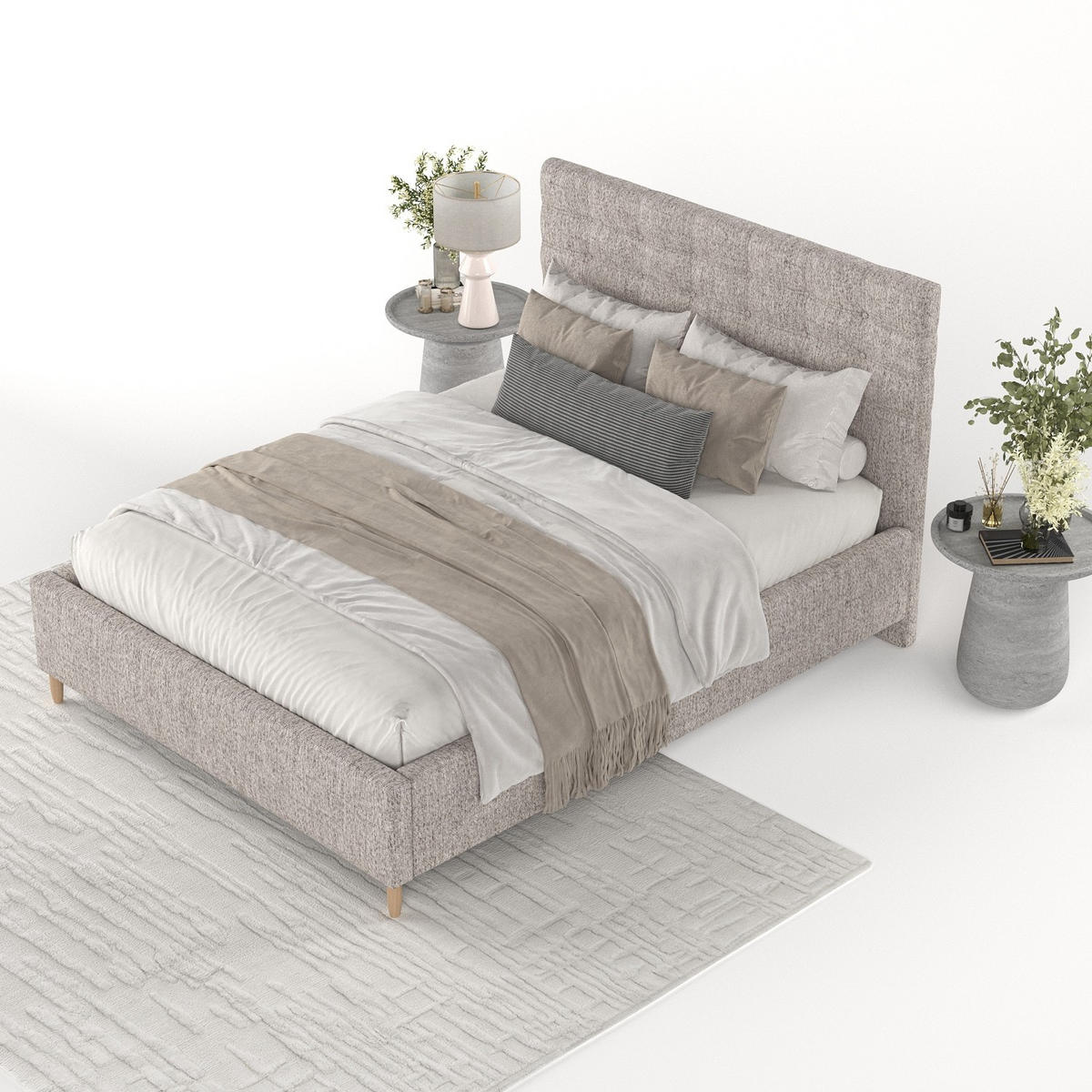 POLSTERBETT Soma 160/200 cm Beige im Neve Stoff - Beige/Naturfarben, Holz/Holzwerkstoff (160/200cm) - AltaBeds