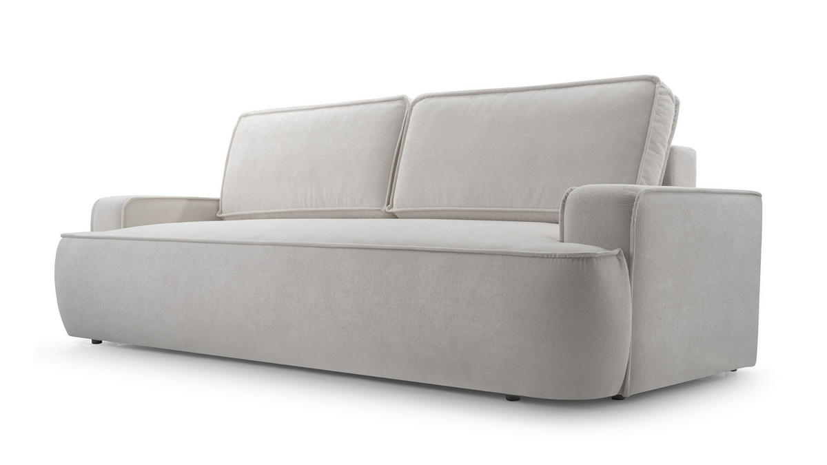 BETTSOFA SOLO Grau Bucle-Stoff mit Schlaffunktion - Grau, Textil (110/94/248cm) - MASSENO