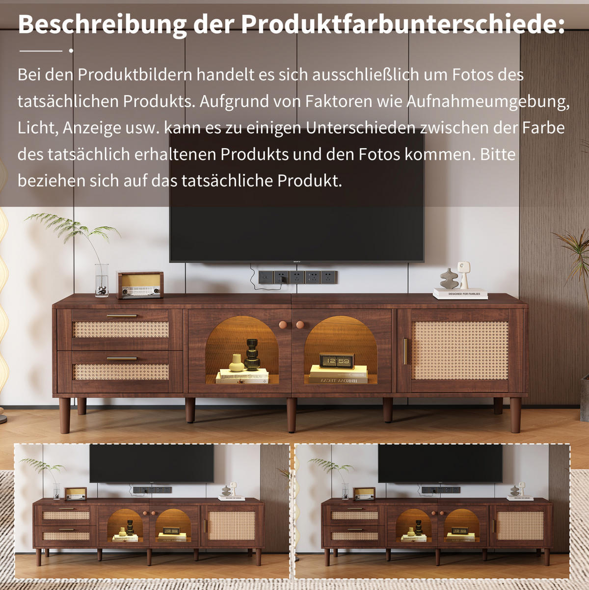 LOWBOARD 180/40/50 cm Braun aus Spanplatte mit LED-Beleuchtung - Braun, Holzwerkstoff (40/50/180cm) - OKMYHOME