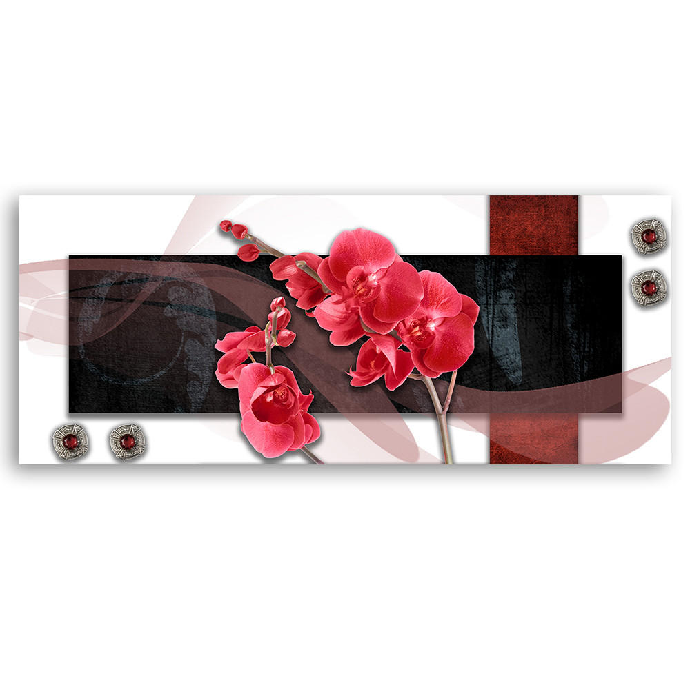 WANDBILD rote orchidee abstraktion - Pink, Textil (90/30cm) - Feeby