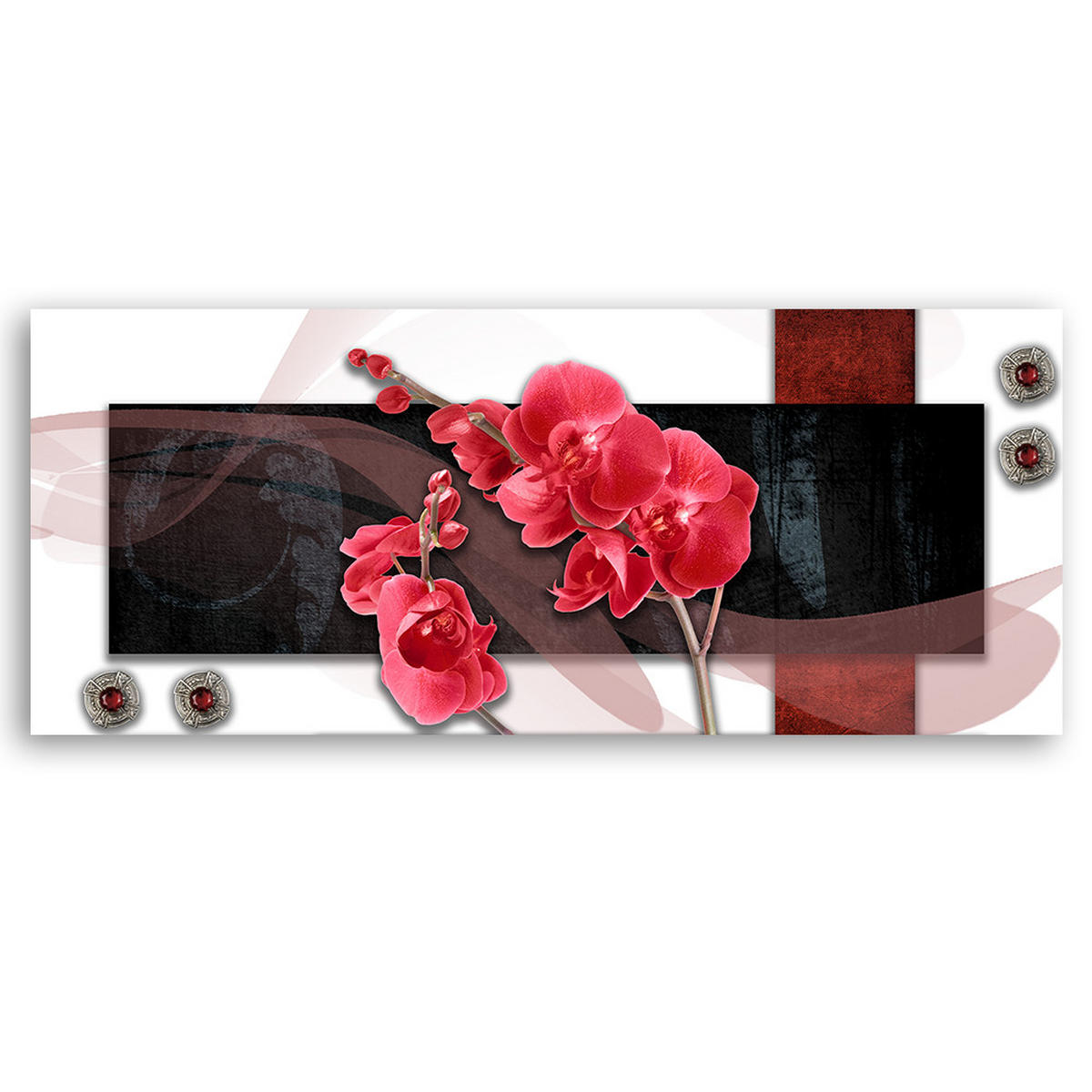 WANDBILD rote orchidee abstraktion - Pink, Textil (90/30cm) - Feeby