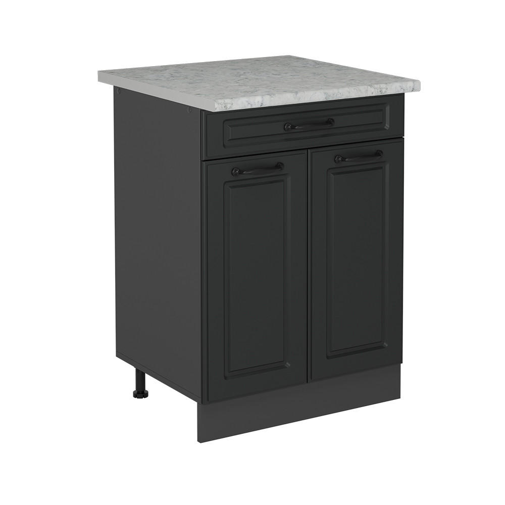KÜCHENUNTERSCHRANK R-Line Anthrazit Landhaus 60 cm AP Marmor - Anthrazit, Holzwerkstoff (60/81.6/60cm) - Vicco