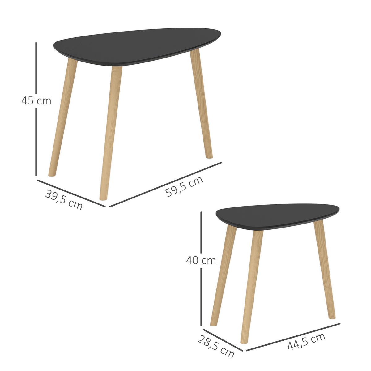 COUCHTISCH DE-15770 skandinavisches Design Schwarz - Schwarz, Holzwerkstoff (59.5/39.5/45cm) - ComfortXL
