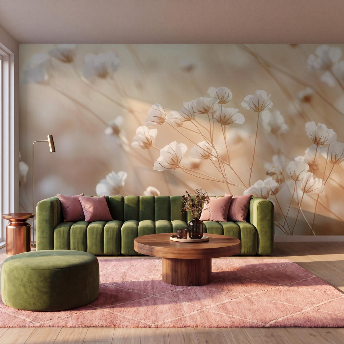 TAPETE - Wild - Blumen - Weiß - 450x280 cm - Creme, Papier (450/280cm) - OnlyWow