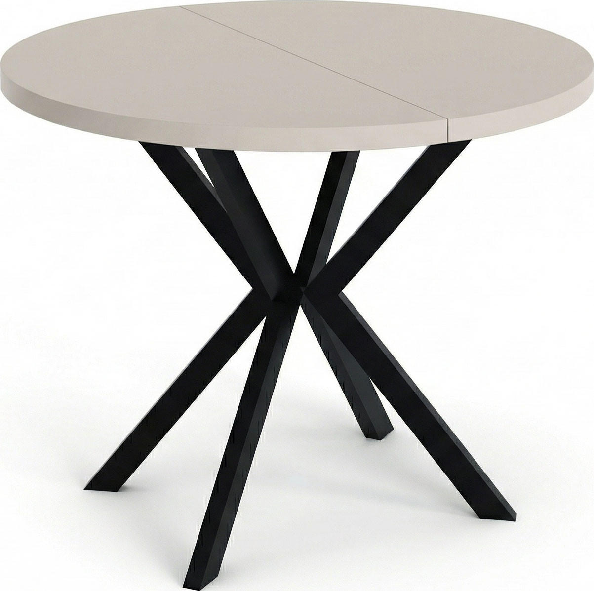 ESSTISCH Valeo runder ausziehbarer, Kaschmir Beige Grau 100-180/100/76 cm - Kaschmir/Schwarz, Holzwerkstoff/Metall (100/100/76cm) - WFL GROUP