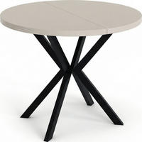 ESSTISCH Valeo runder ausziehbarer, Kaschmir Beige Grau 100-180/100/76 cm - Kaschmir/Schwarz, Holzwerkstoff/Metall (100/100/76cm) - WFL GROUP