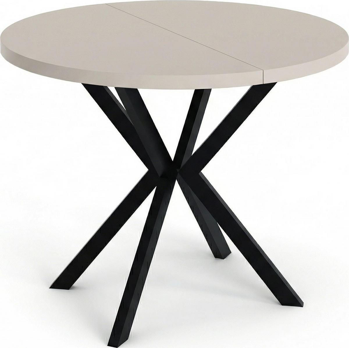 ESSTISCH Valeo runder ausziehbarer, Kaschmir Beige Grau 100-180/100/76 cm - Kaschmir/Schwarz, Holzwerkstoff/Metall (100/100/76cm) - WFL GROUP