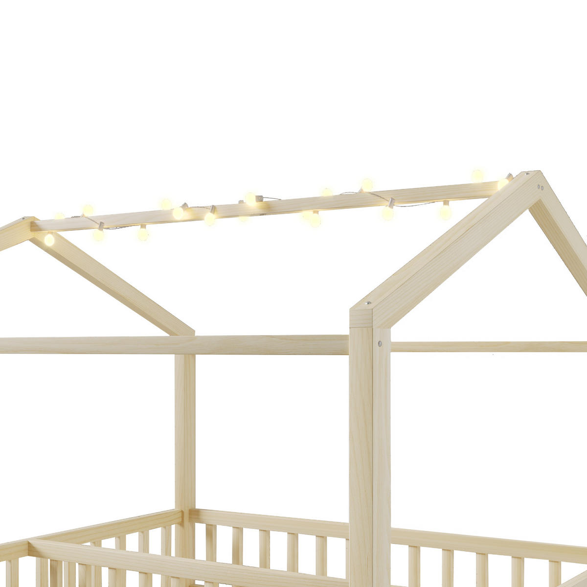 KINDERBETT 90/190 mit Hausdesign und Gitter in Natur - Naturfarben, Holzwerkstoff (90/190cm) - EVRYAE