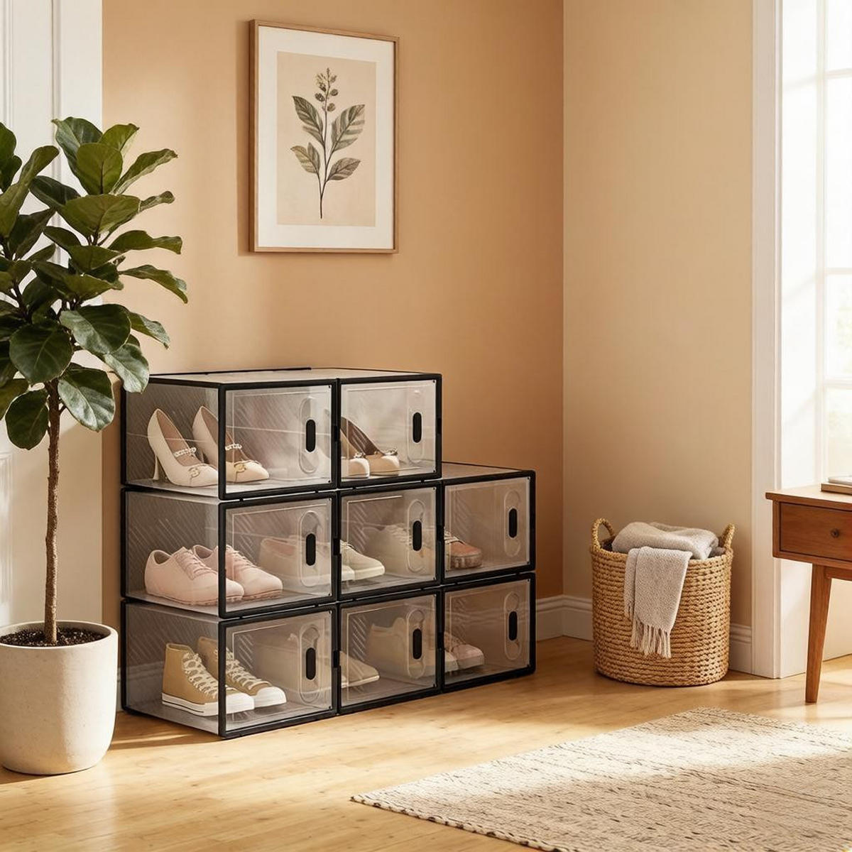 AUFBEWAHRUNGSBOXEN Schwarz & Transparent 8er-Set 50/35,5/70 cm - Schwarz, Kunststoff (50/70/35.5cm) - PANGIVO