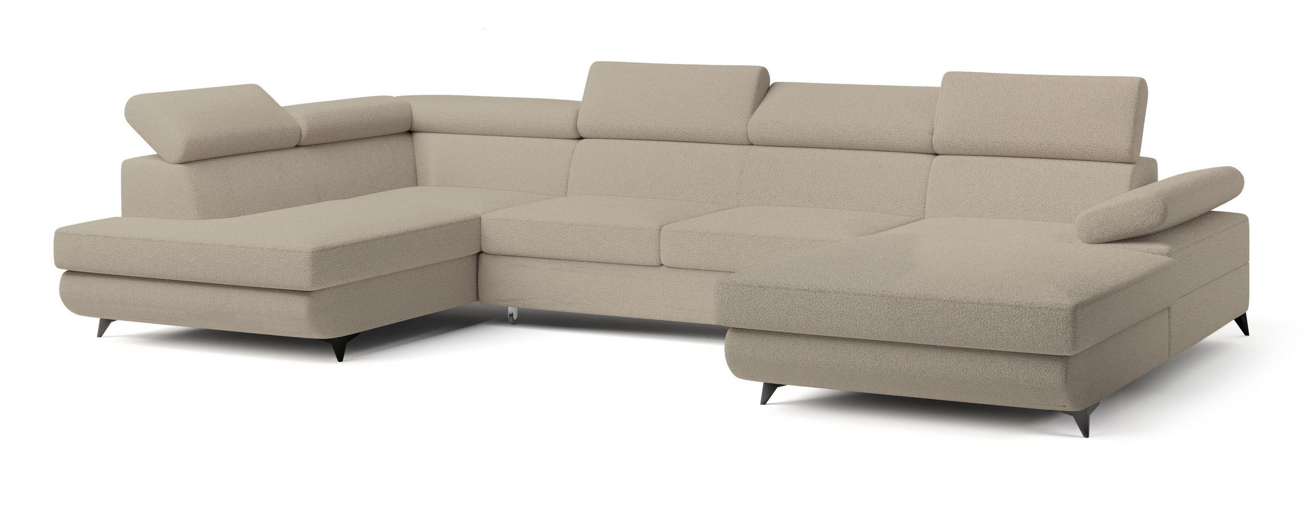 ROHOVÁ SEDAČKA RUBANO béžová - černá/béžová, kov/dřevo (339/190cm) - MASSENO