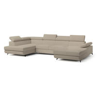 ROHOVÁ SEDAČKA RUBANO béžová - černá/béžová, kov/dřevo (339/190cm) - MASSENO