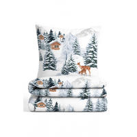 BETTWÄSCHE-GARNITUR Biber Winter taubenblau, 135x200 cm + 80x80 cm - Blaugrau, Textil (135/200cm) - Castell
