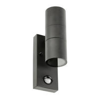 AUSSENWANDLEUCHTE Schwarz Edelstahl GU10 Auf und Ab IP44 mit PIR-Bewegungsmelder - Schwarz, Metall (6.9/22/10.2cm) - CGC Europe