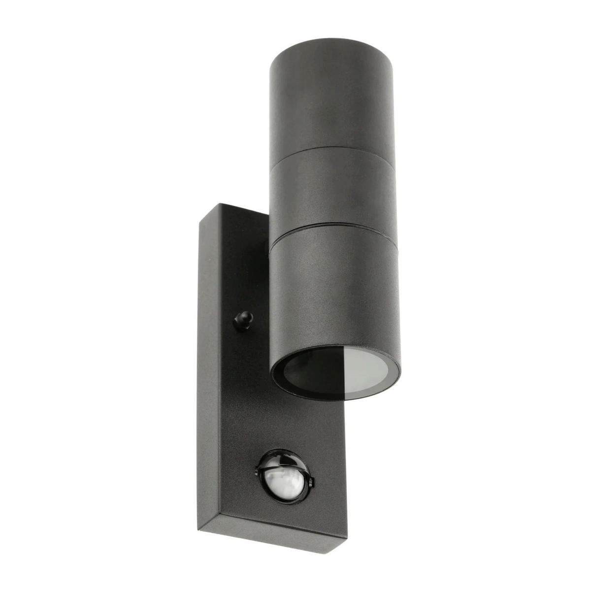 AUSSENWANDLEUCHTE Schwarz Edelstahl GU10 Auf und Ab IP44 mit PIR-Bewegungsmelder - Schwarz, Metall (6.9/22/10.2cm) - CGC Europe
