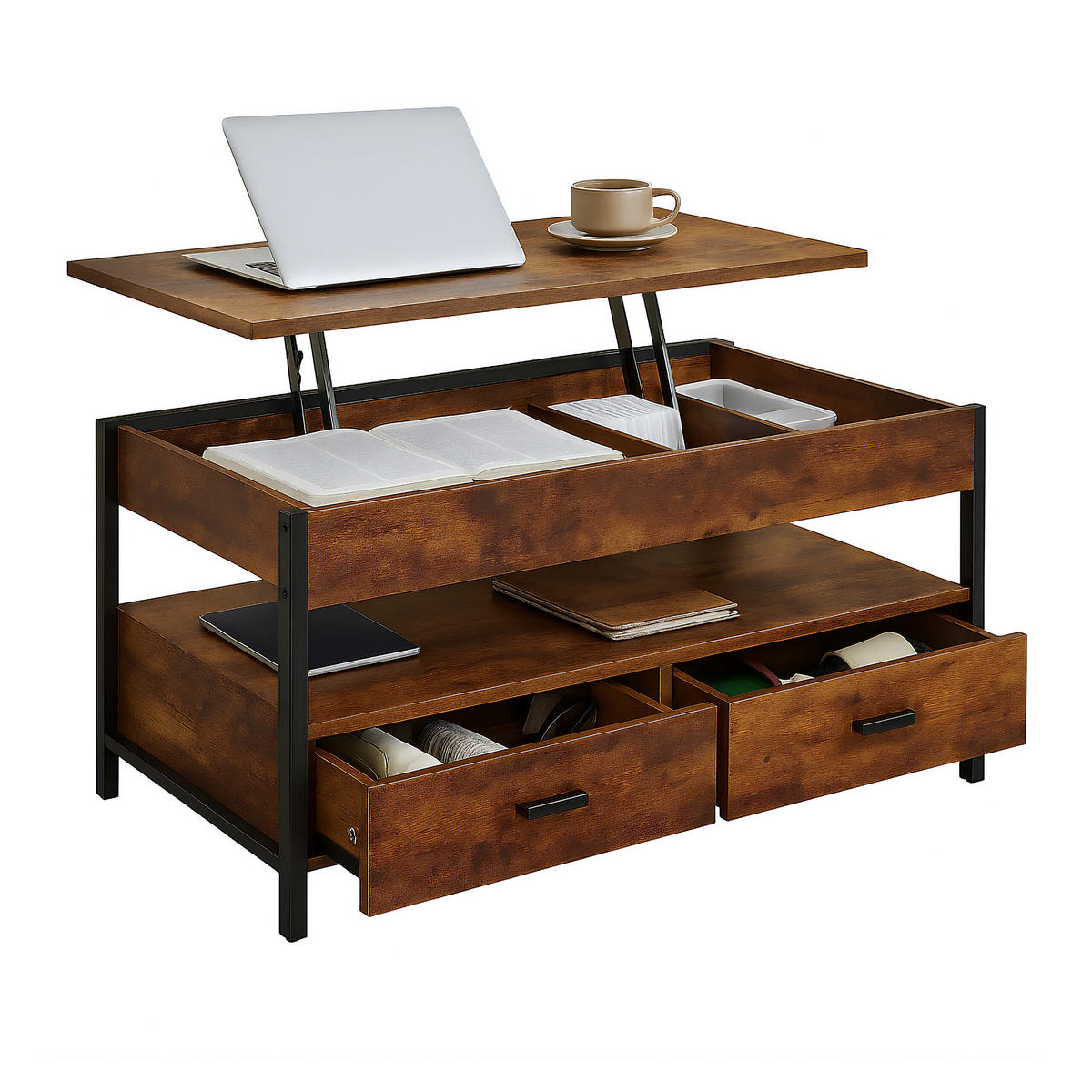 COUCHTISCH - Braun, Holzwerkstoff/Metall (50/100/63cm) - Relaxdays